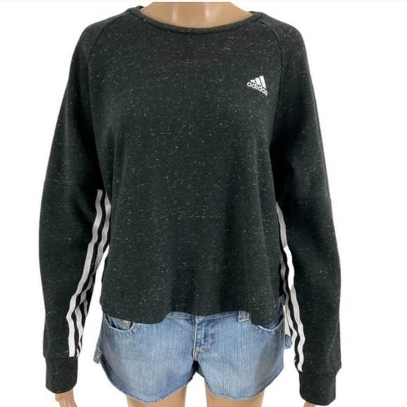 adidas Tops - Adidas Sport 2 Street Cropped Sweatshirt Dark Grey Pullover XL NWOT Side Slits